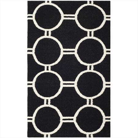 Safavieh 3 X 5 Ft. Rectangle- Contemporary Dhurries Black And Ivory Flatweave Rug DHU636A-3